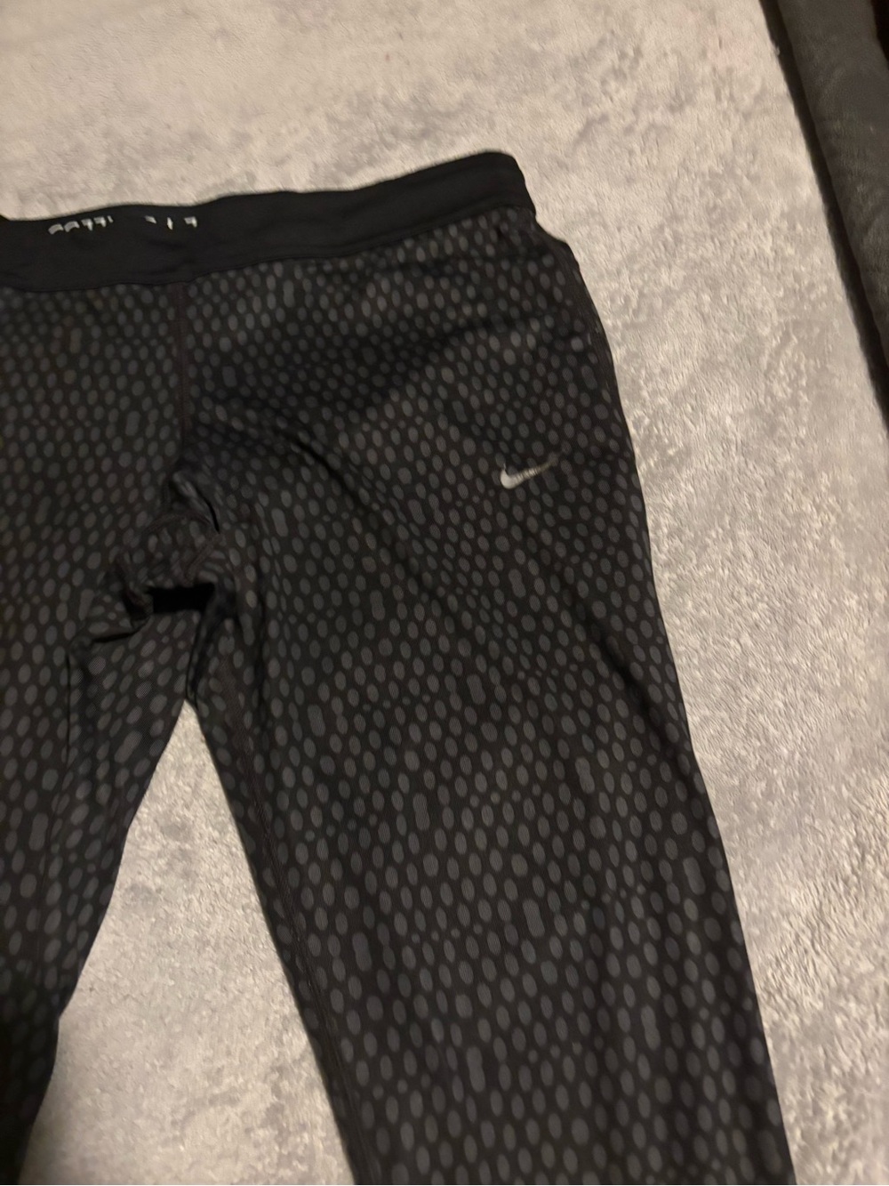 Nike Black Leggings with Subtle Gray Dot Pattern